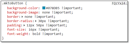 Dev Tolls CSS with Important tags