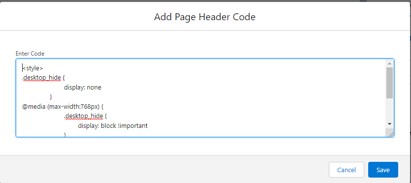 Add page header code